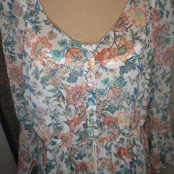 Almost Famous - Fall Colored Floral Flowy Dress, Size L - Picture 3 of 14